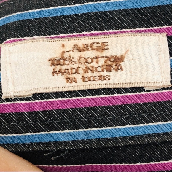 Peter‎ Millar black/purple Striped Button down L - Picture 8 of 9